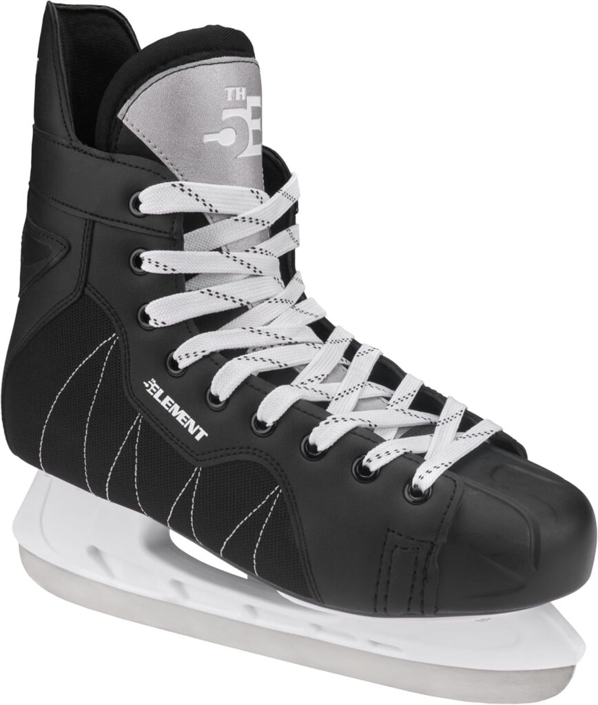 5th Element Stealth Ice Hockey Skates - Perfect for Recreational Ice Skating and Hockey - True-to-Size Fit and Moisture Resistant Liner - in Black and White