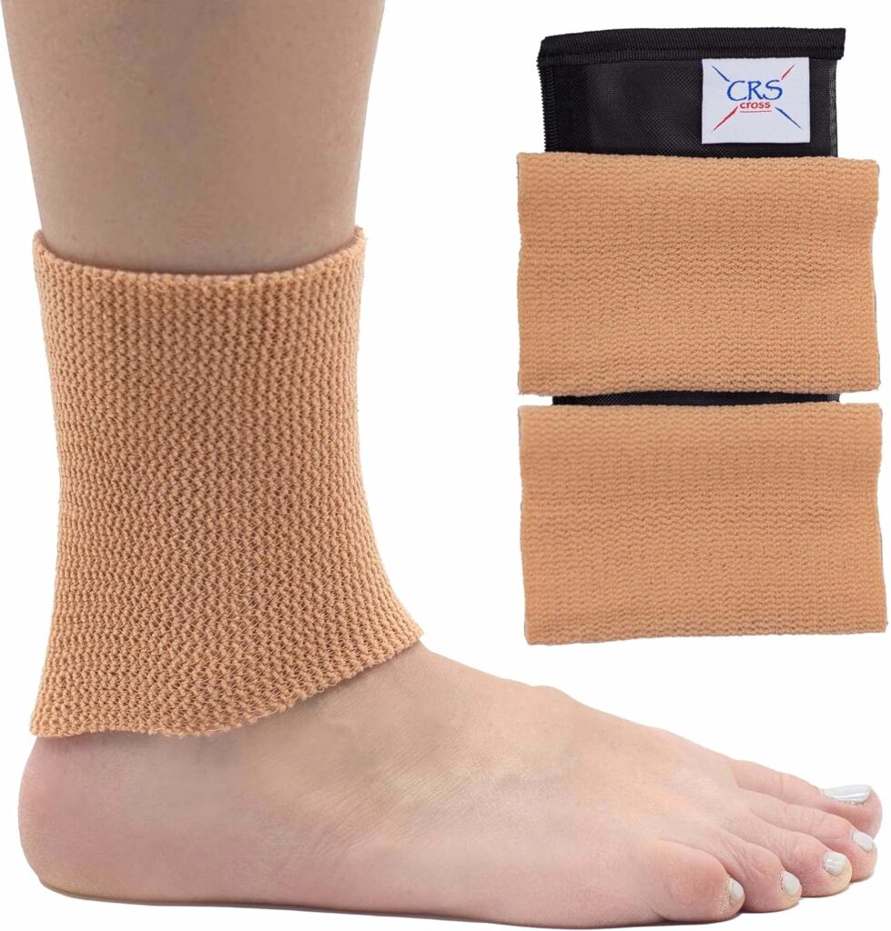 CRS Cross Ankle Gel Sleeves. One Pair of Premium Padded Skate Socks to Cushion and Protect Ankle, Foot and Leg for Figure Skating, Ice Hockey, Roller, etc.,
