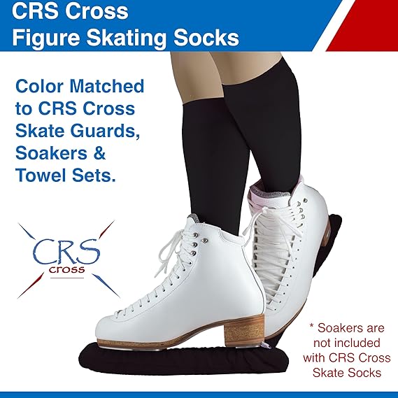 CRS Cross Figure Skating Socks. 2 Pair Knee High Tights. Premium Footed Ice Skate Dance Socks in a Variety of Colors