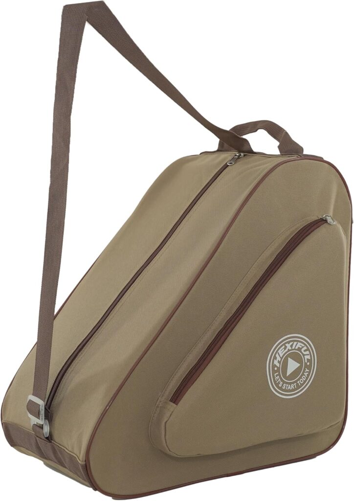 Skate Bag to Carry Ice Skates, Inline Skates, Roller Skates and Quad Skates for Both Kids and Adults - in Chestnut/Brown