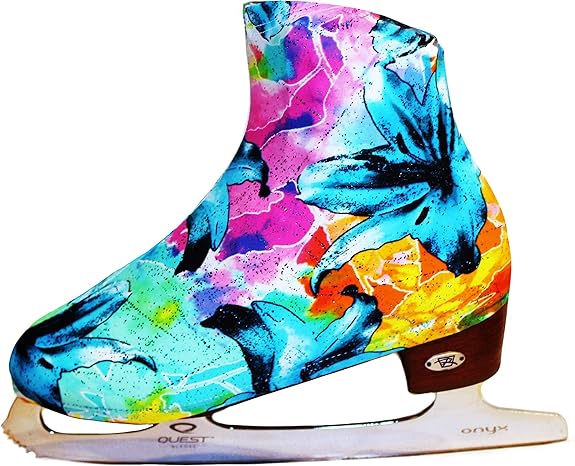 Ice Fire 1 Pair Skate Boot Covers | Durable Boot Protector for Ice/Figure/Roller Skate | Universal Size | Skating Accessory - in Aqua Garden