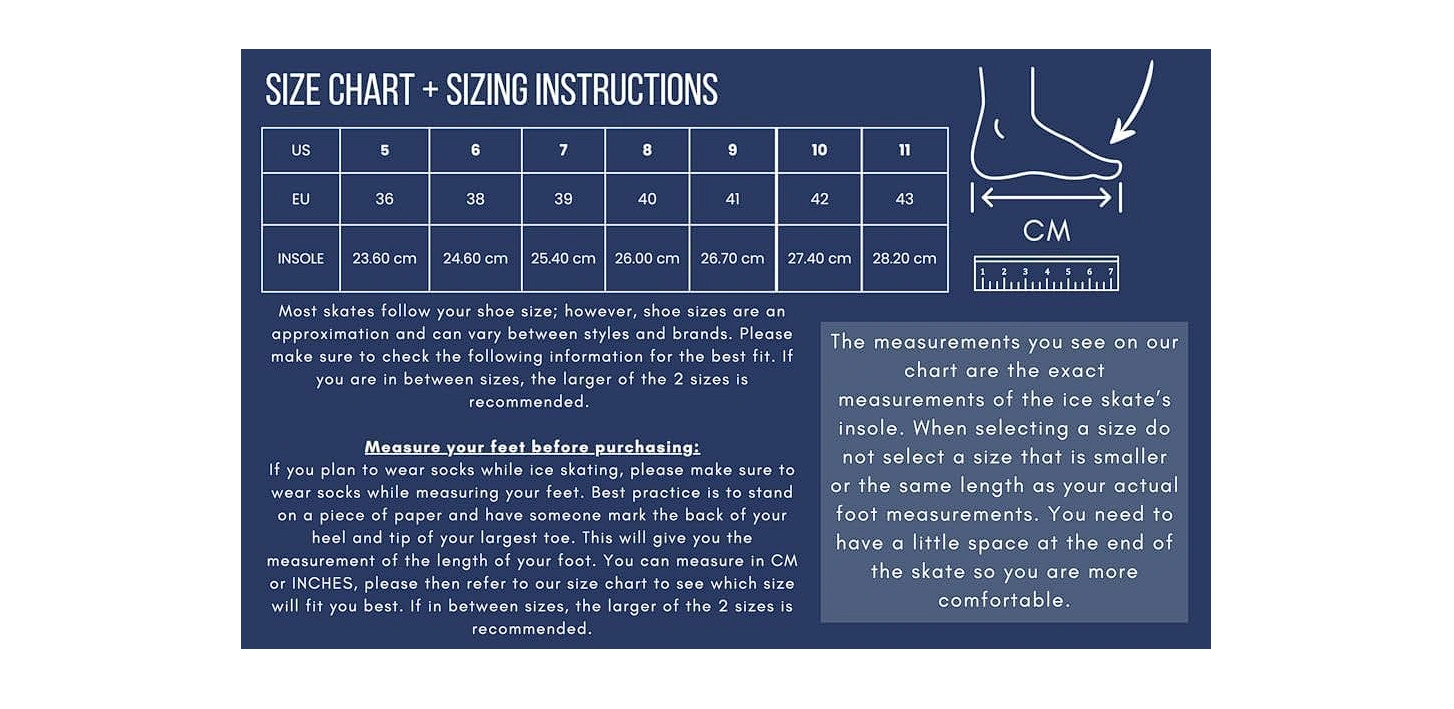 ice skate and shoe size chart