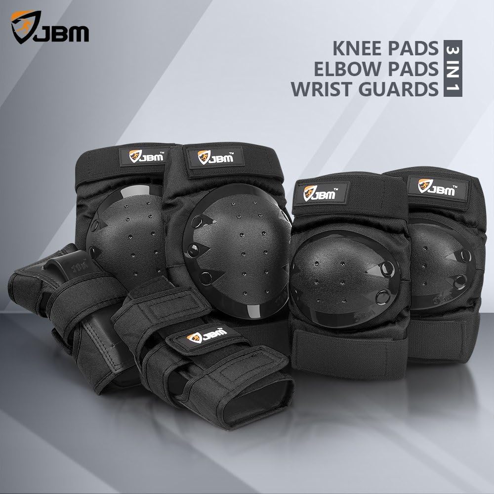 JBM Adult & Kids Knee Pads Elbow Pads and Wrist Guards - 3 in 1