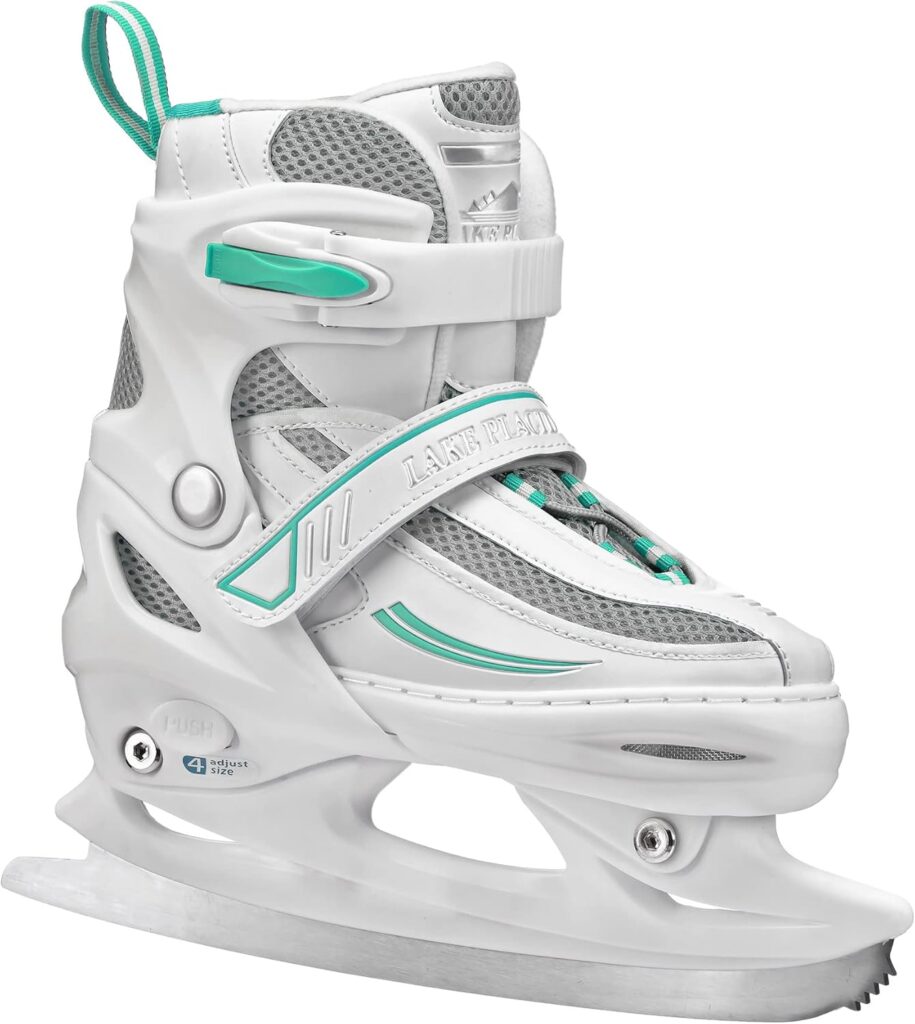 Lake Placid Summit Boy's Adjustable Ice Skate - in White and Mint