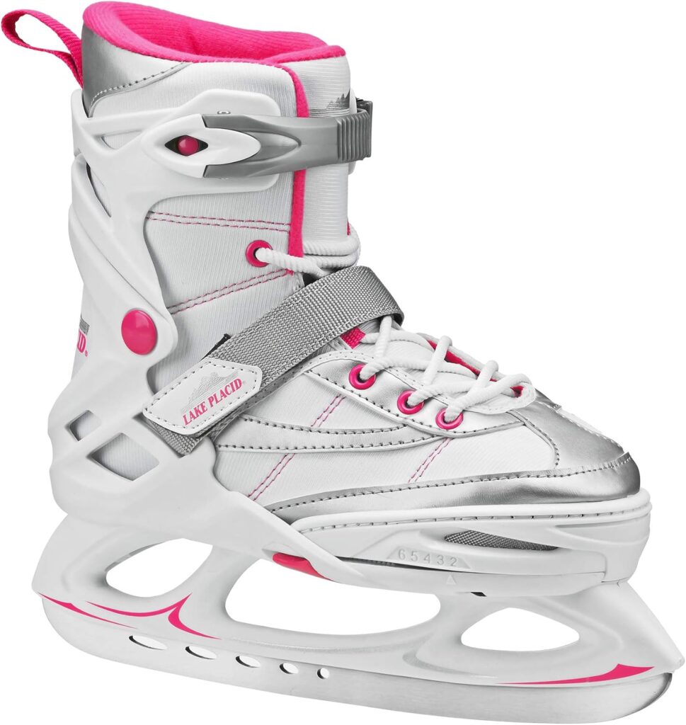 Lake Placid Monarch Girl's Adjustable Ice Skate - in White and Pink