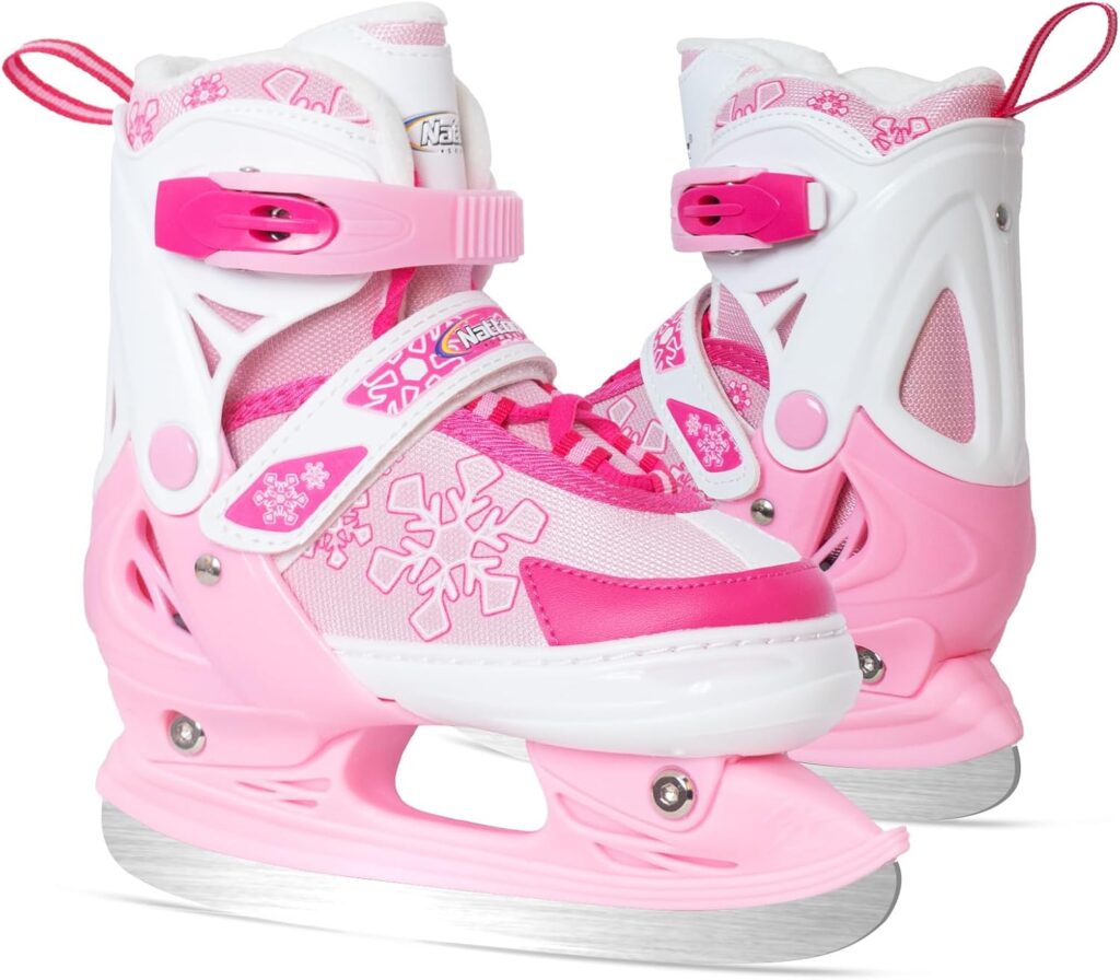 Nattork Adjustable Ice Skates - in Pink and Snow