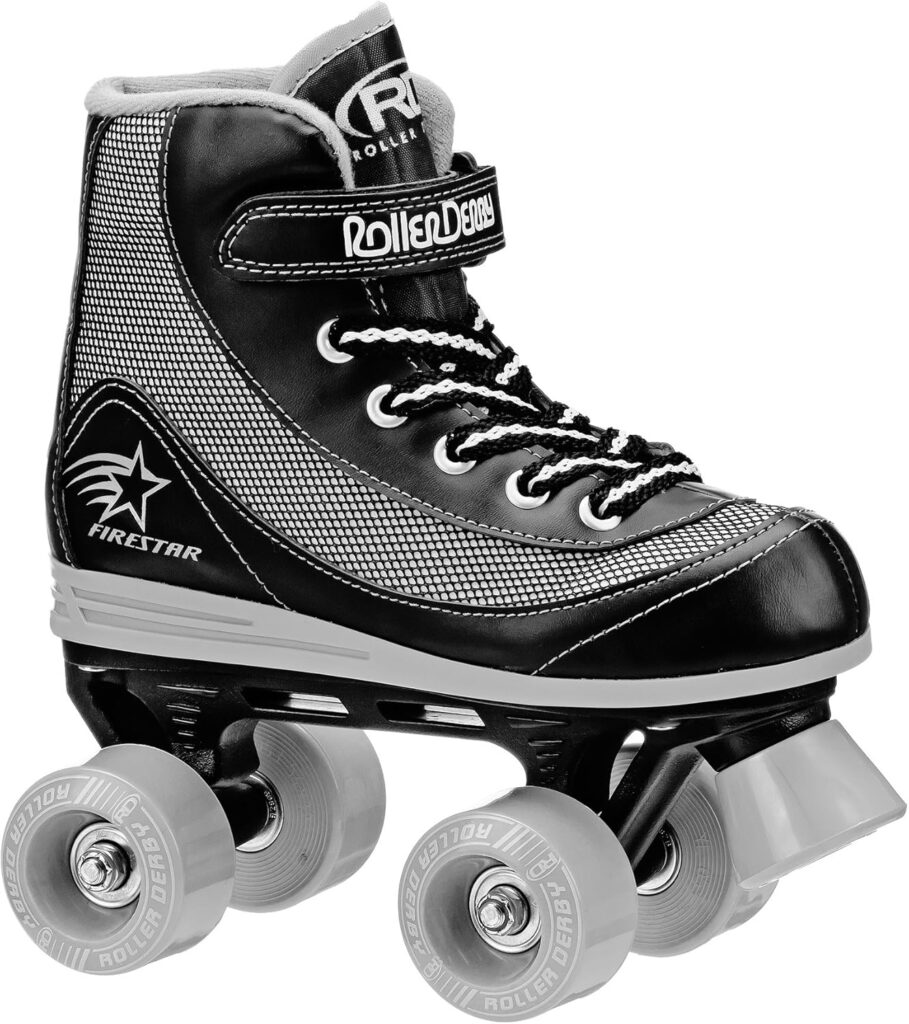 Roller Derby Firestar Youth Skates for Girls, Boys, Beginners, Kids - Black