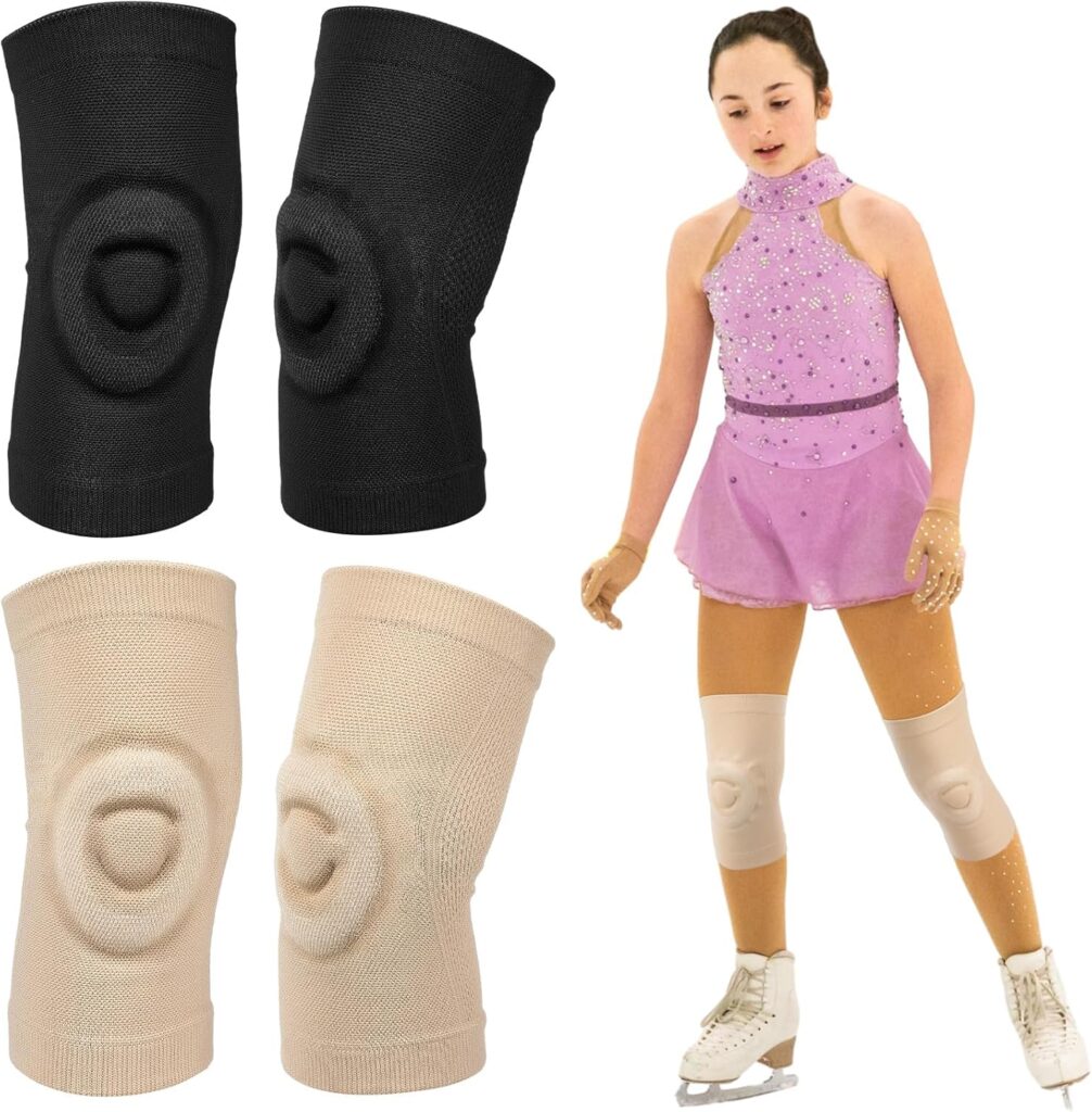 Shappy 2 Pair Figure Skating Knee Pads -in Beige and Black