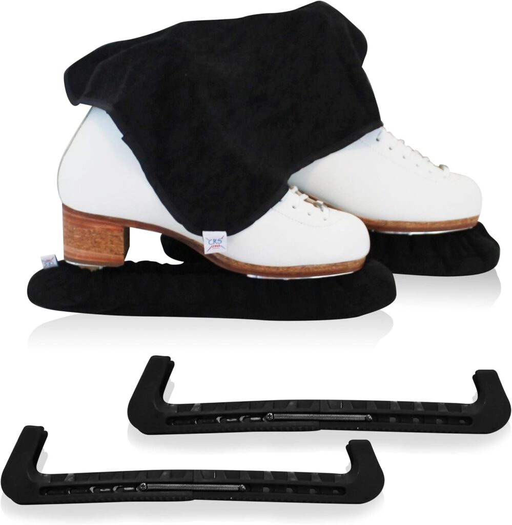 CRS Cross Skate Guards, Soakers and Towel Gift Set - Ice Skating Guards and Soft Skate Blade Covers for Figure Skating or Hockey