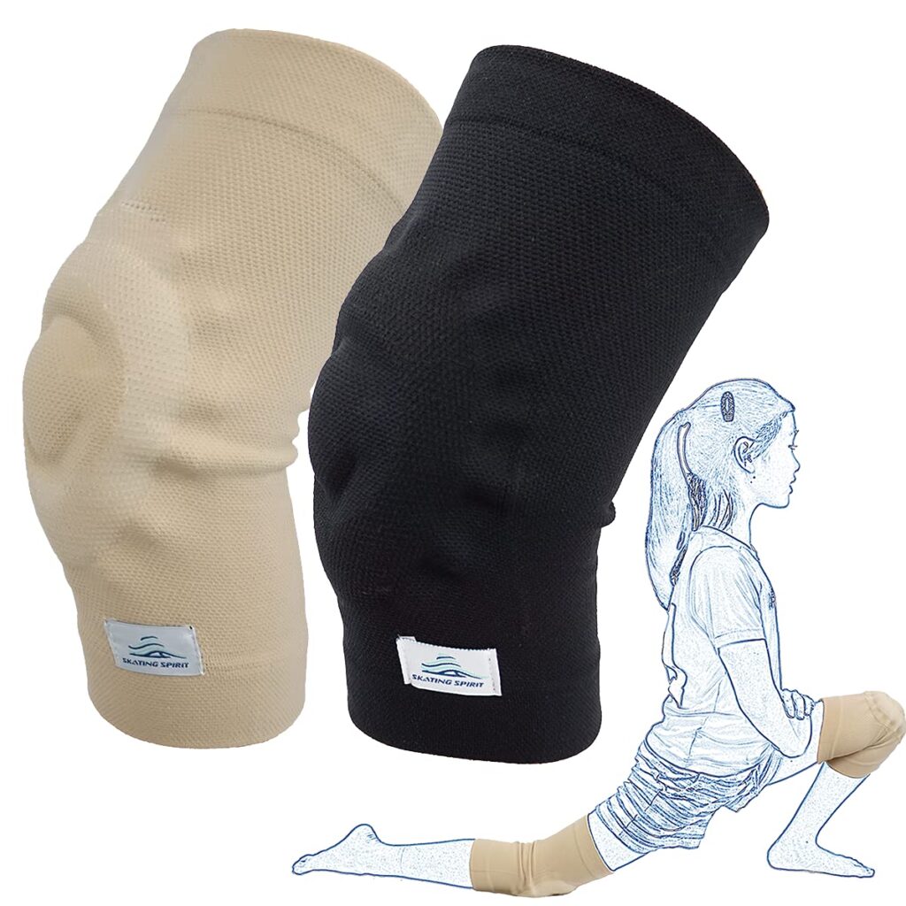 SKATINGSPIRIT Gel Knee Pads (1 Pair), Cushion and Support Knee Cap for Dancing Figure Skating Gymnastic, Youth and Adult