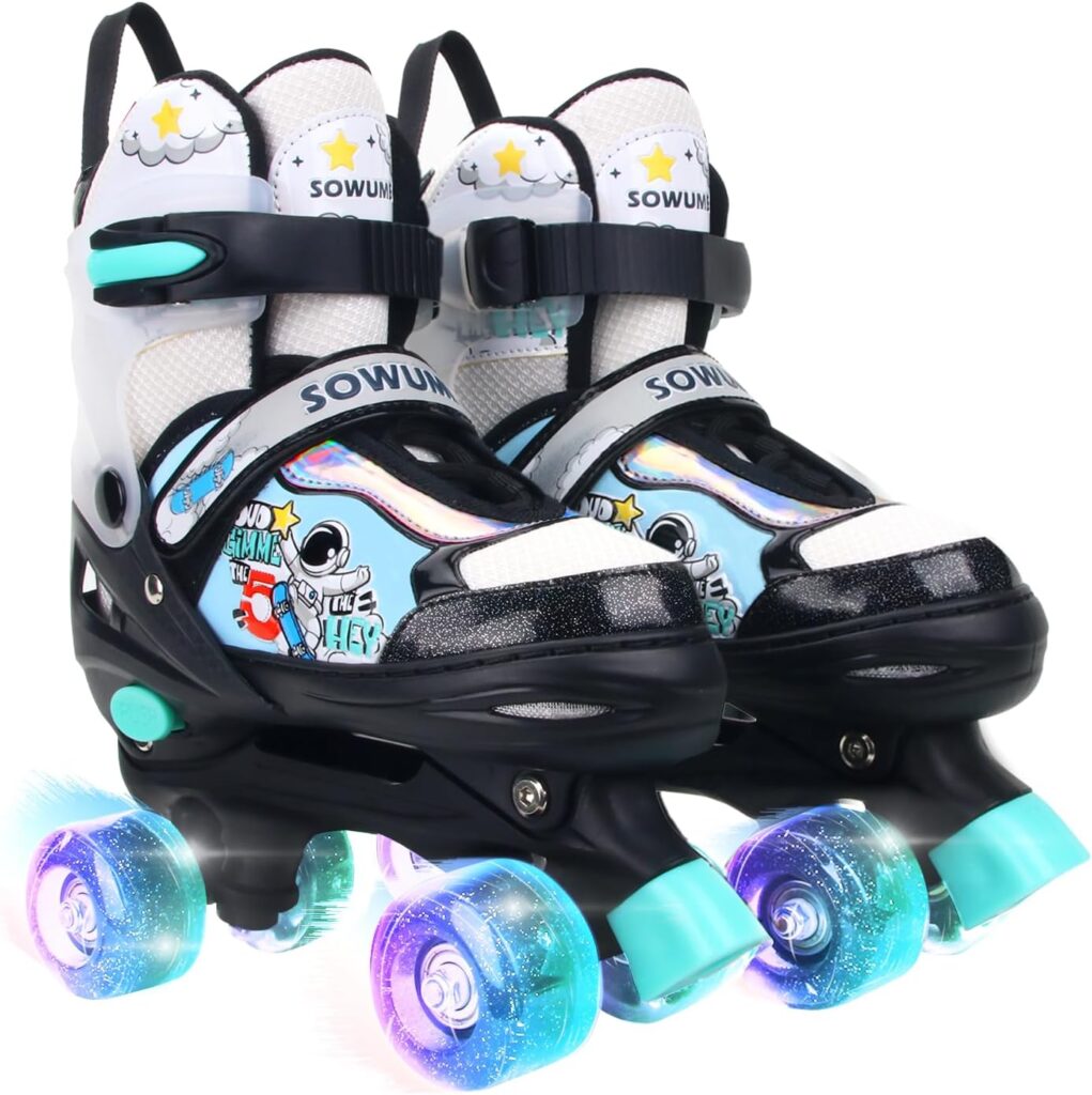 Sowume Adjustable Roller Skates for Girls and Women, All 8 Wheels of Girl's Skates Shine, Safe and Fun Illuminating for Kids