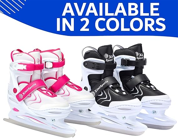 Xino Sports Adjustable Ice Skates - in Two Colors - Pink and Black