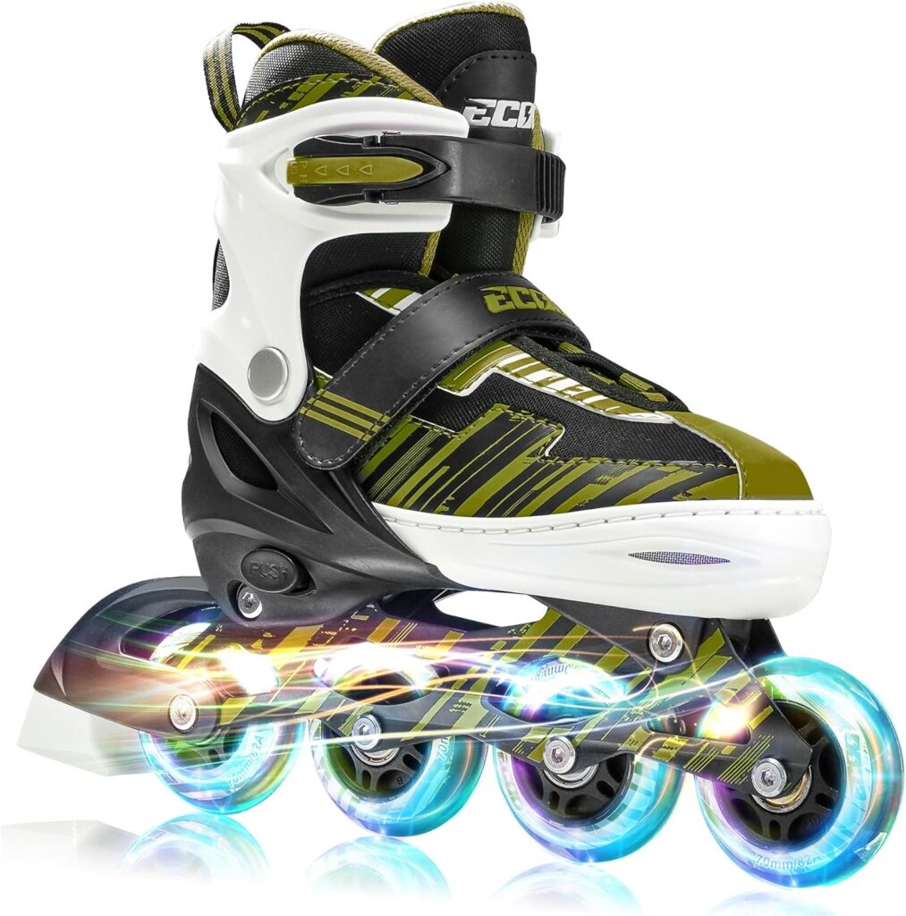 
Adjustable Inline Skates Boys and Girls with Light up Wheels，Roller Skates for Kids Ages 4-12, Teen Skates for Beginner Outdoor and Indoor