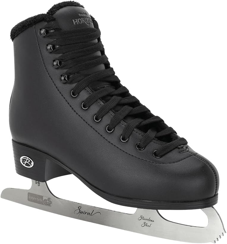 Riedell Horizon Adult Ice Skates - Recreational Figure Ice Skates with Stainless Steel Blade - Size 8 in Black