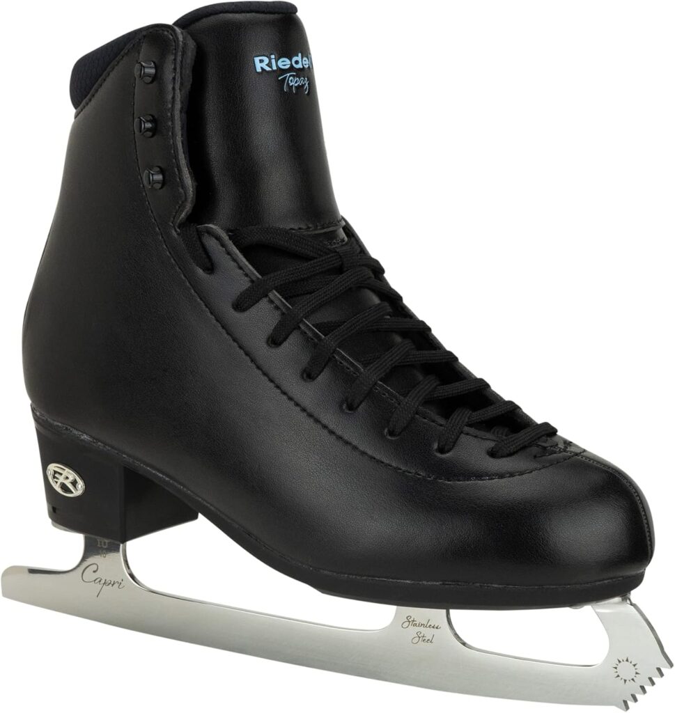 Riedell Topaz Adult Ice Skates - Competitive Figure Ice Skates with Stainless Steel Capri Blade - in Black