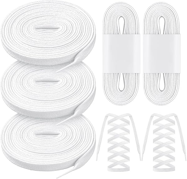 Lyrow 3 Pairs Figure Skating, Figure Skate Laces Waxed 108" White Laces for Roller Skating Ice Hockey Boots and Regular Shoes