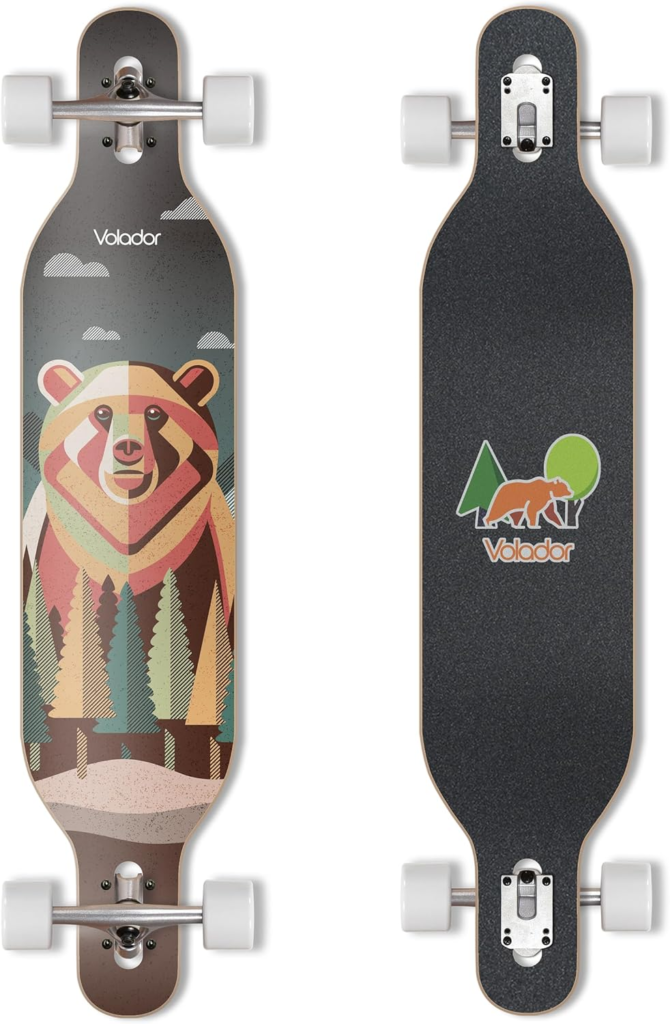 VOLADOR 42inch Freeride Longboard Complete Cruiser (Drop Through Deck - Camber concave) - Polar Bear