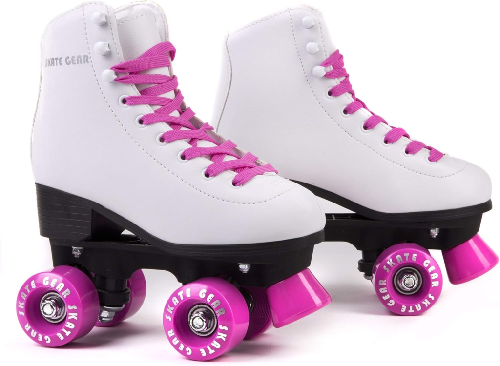 Skate Gear Retro Quad Design Roller Skates in Pink