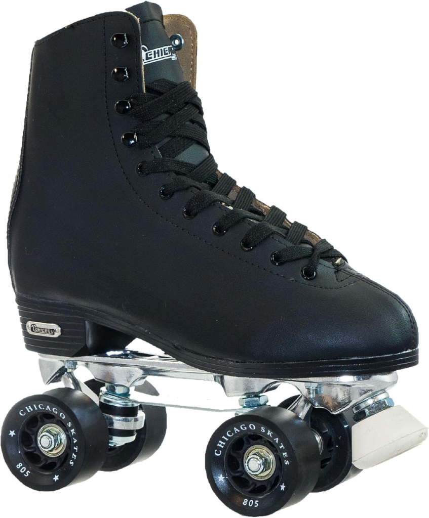 CHICAGO Skates Men's Premium Leather Lined Rink Roller Skate - Classic Black Quad Skates