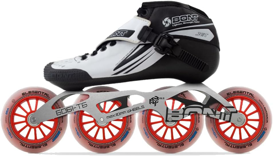 Bont Jet Inline Speed Skates - Vegan, Heat Moldable Racing Package with Carbon Fiber Boot, Elemental Wheels, and ABEC7 Bearings