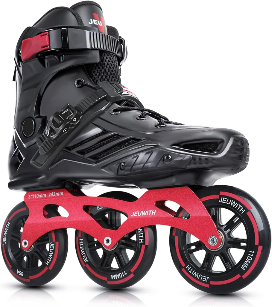 Inline Skates, 3 Wheels 110mm Roller Skates Blades for Adult Women Men - in Blackred