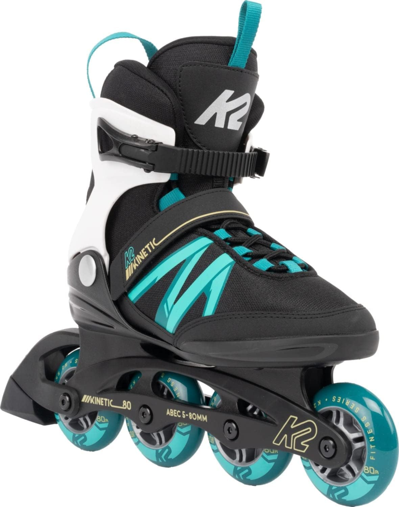 K2 Kinetic 80 Women's Inline Skates, Breathable & Comfortable Original Softboot Skates for Women - in Black and Turquoise