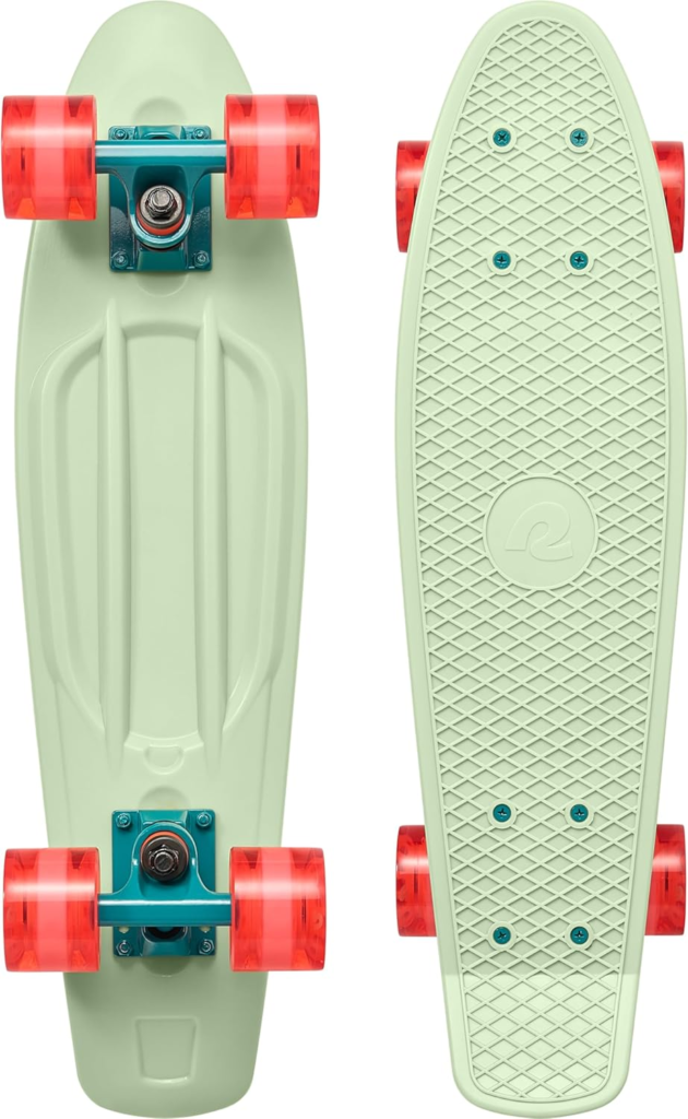 Retrospec Quip Mini Cruiser Skateboard 22.5" Classic Retro Plastic Cruiser Complete Skateboard - in Green Tea