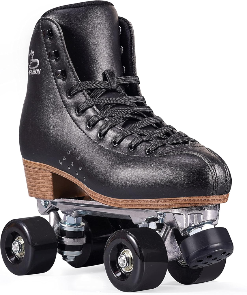 PAPAISON Roller Skates for Women and Men, Deluxe 2 Layer Microfiber Leather - in Black