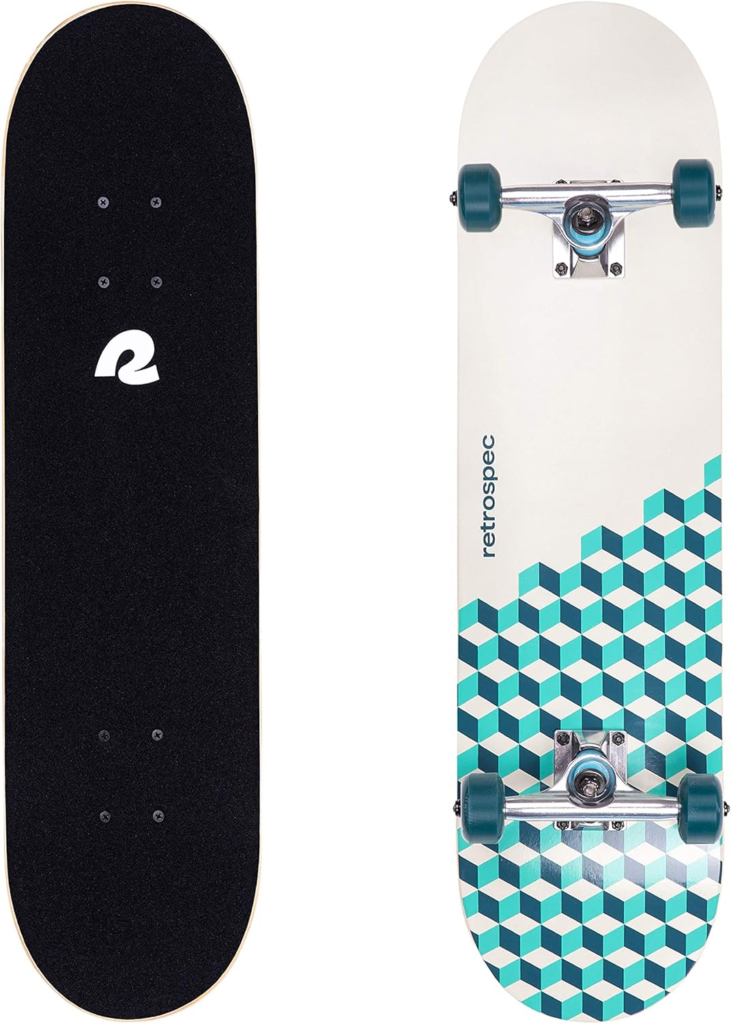 Retrospec Alameda Skateboard Complete | Canadian Maple Wood Deck w/ 5.5 Inch Aluminum Alloy Trucks - in Marine Isometric