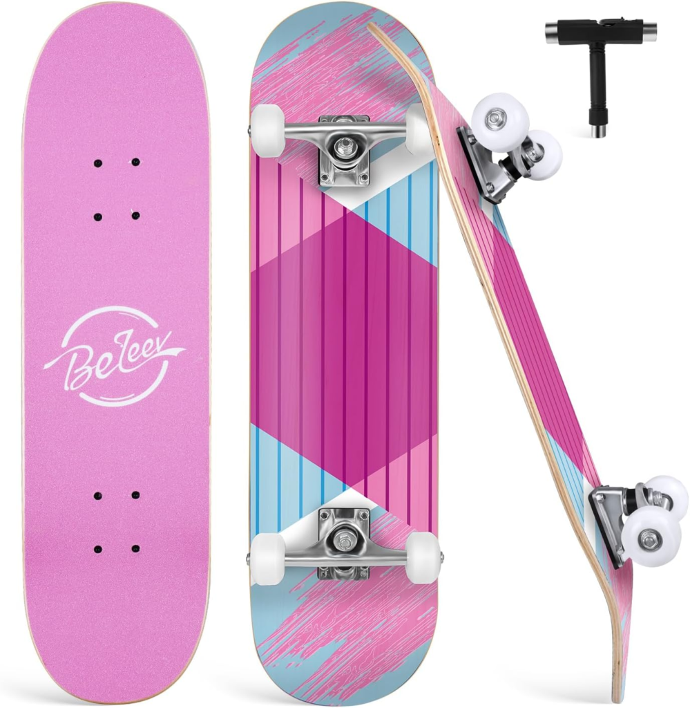 BELEEV Skateboards for Beginners - in Light Pink