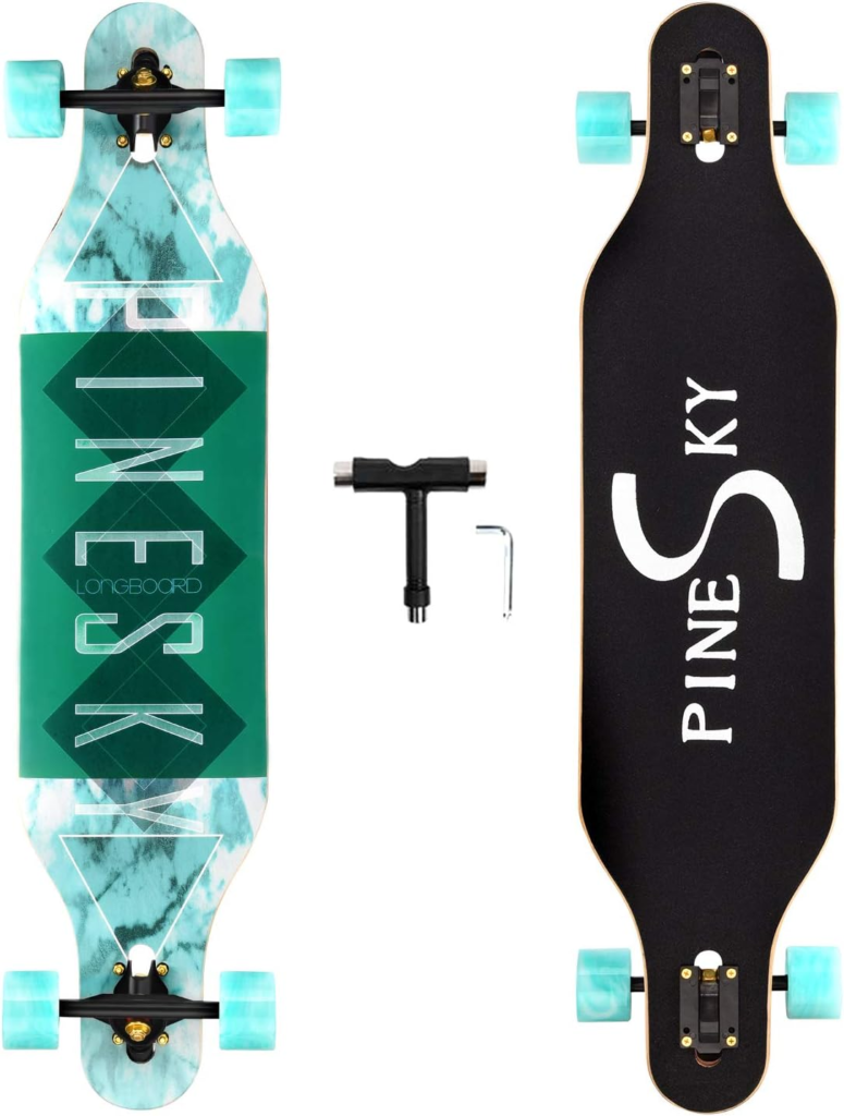 41 Inch Longboard Skateboard 8 Ply Natural Maple Complete Skateboard Cruiser for Cruising with T-Tool - in Jadeite